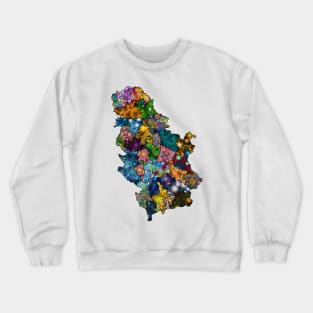 Spirograph Patterned Serbia Administrative Divisions Map Crewneck Sweatshirt